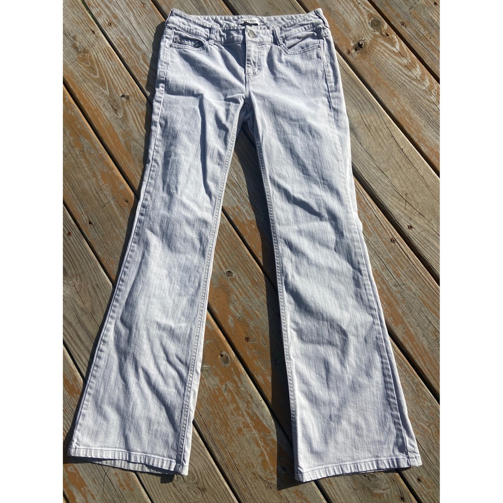 White House Black Market Noir Light Gray Rhinestone Bootcut Jeans Womens 2R
